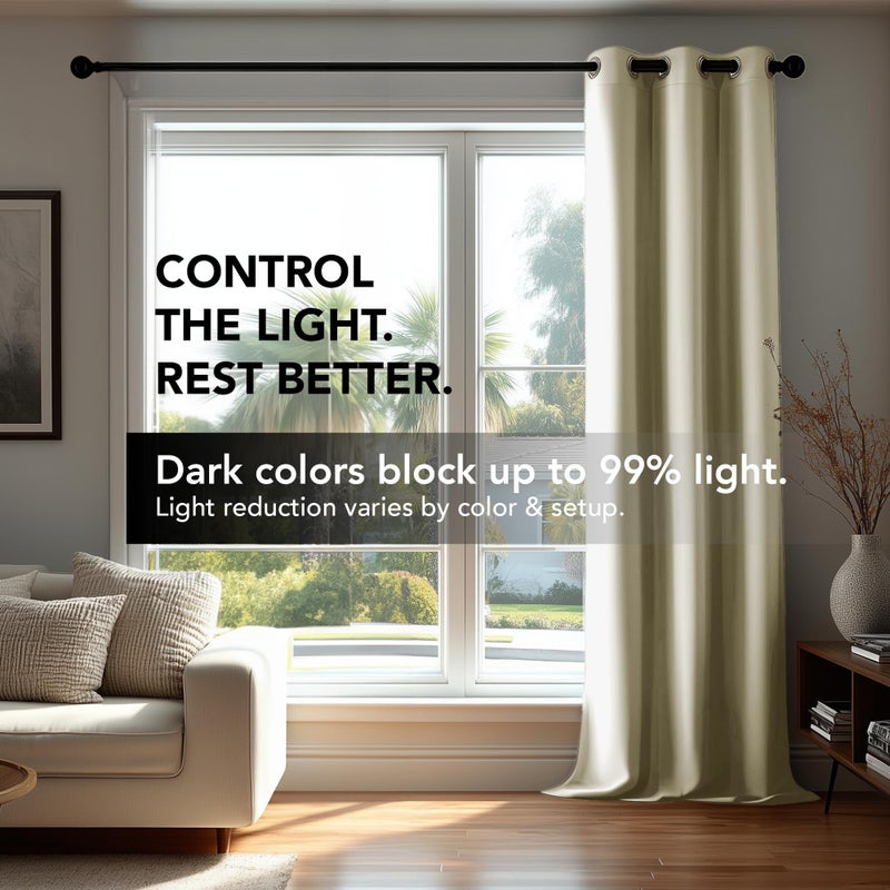 Deconovo Blackout Curtains for Bedroom, Thermal Insulated Room Darkening Grommet Window Drapes, Beige, 42W x 45L Inch, Pack of 2 for Living Room & Nursery Privacy Panels - Image 3